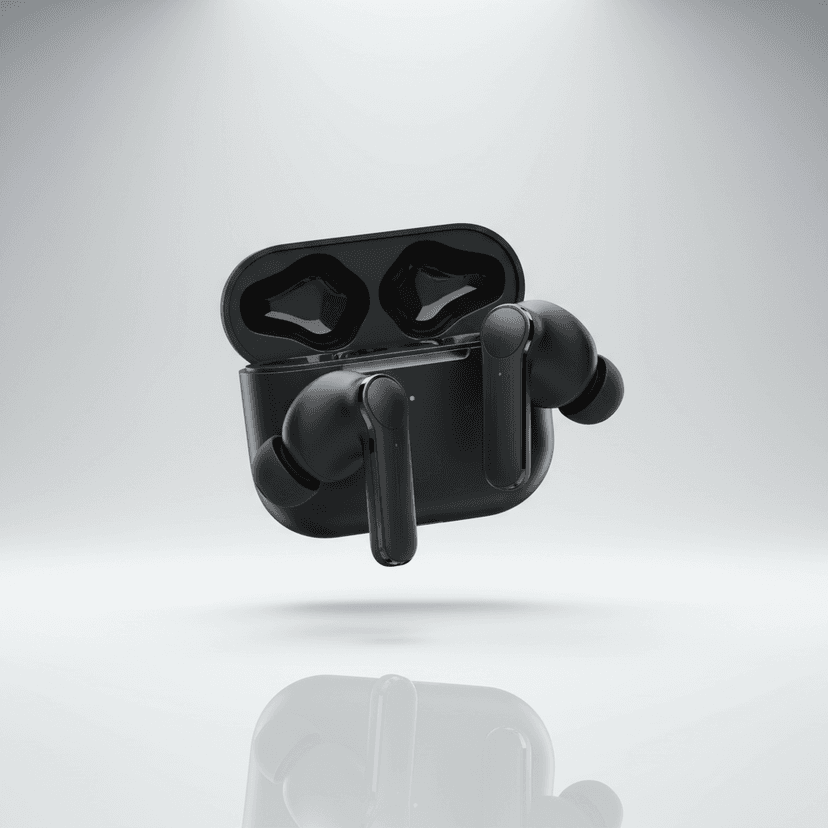 AI-generated earbuds product shot