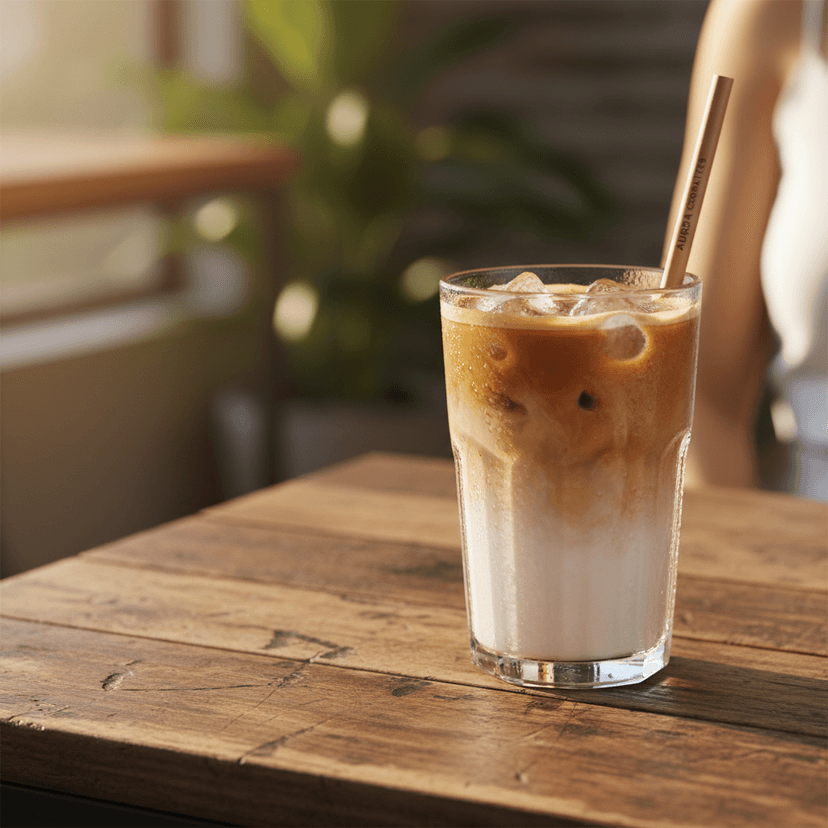AI-generated iced latte advertisement