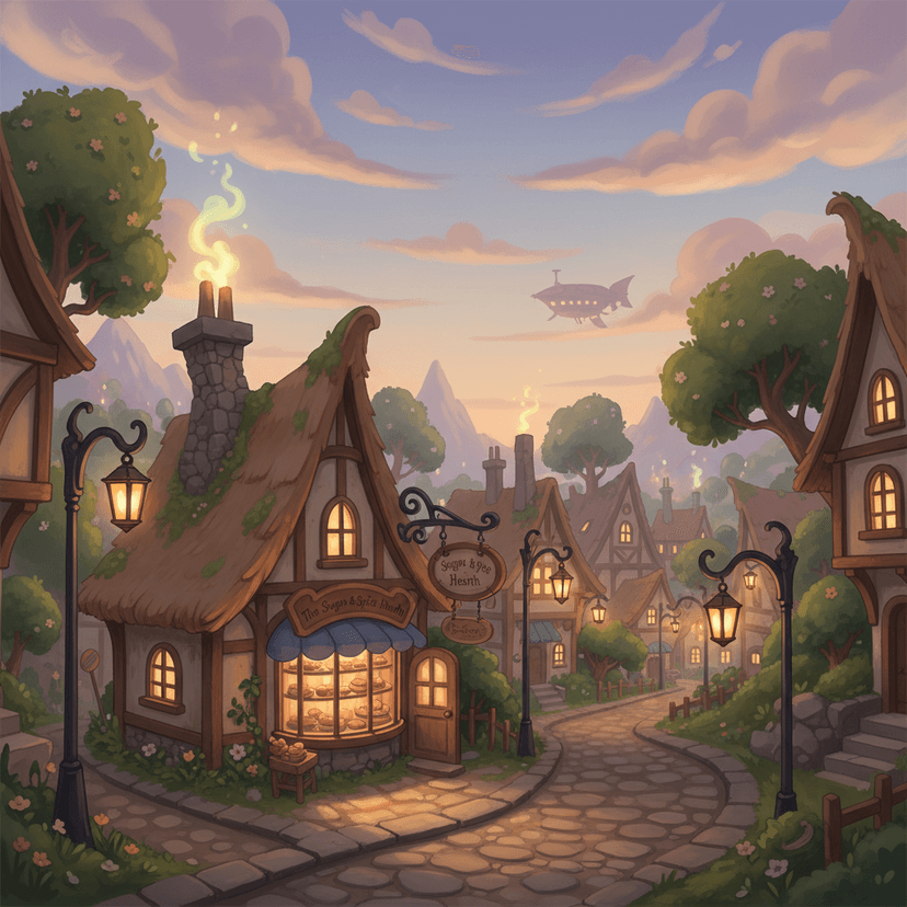 AI-generated fantasy town